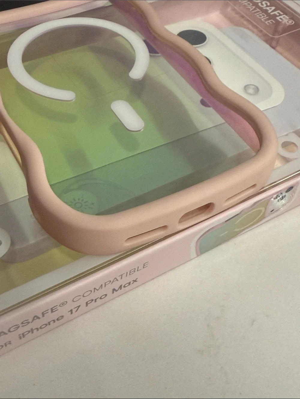 Cotton Pink Wavy Silicone iPhone 17 Pro Max Magsafe Case - Iridescent